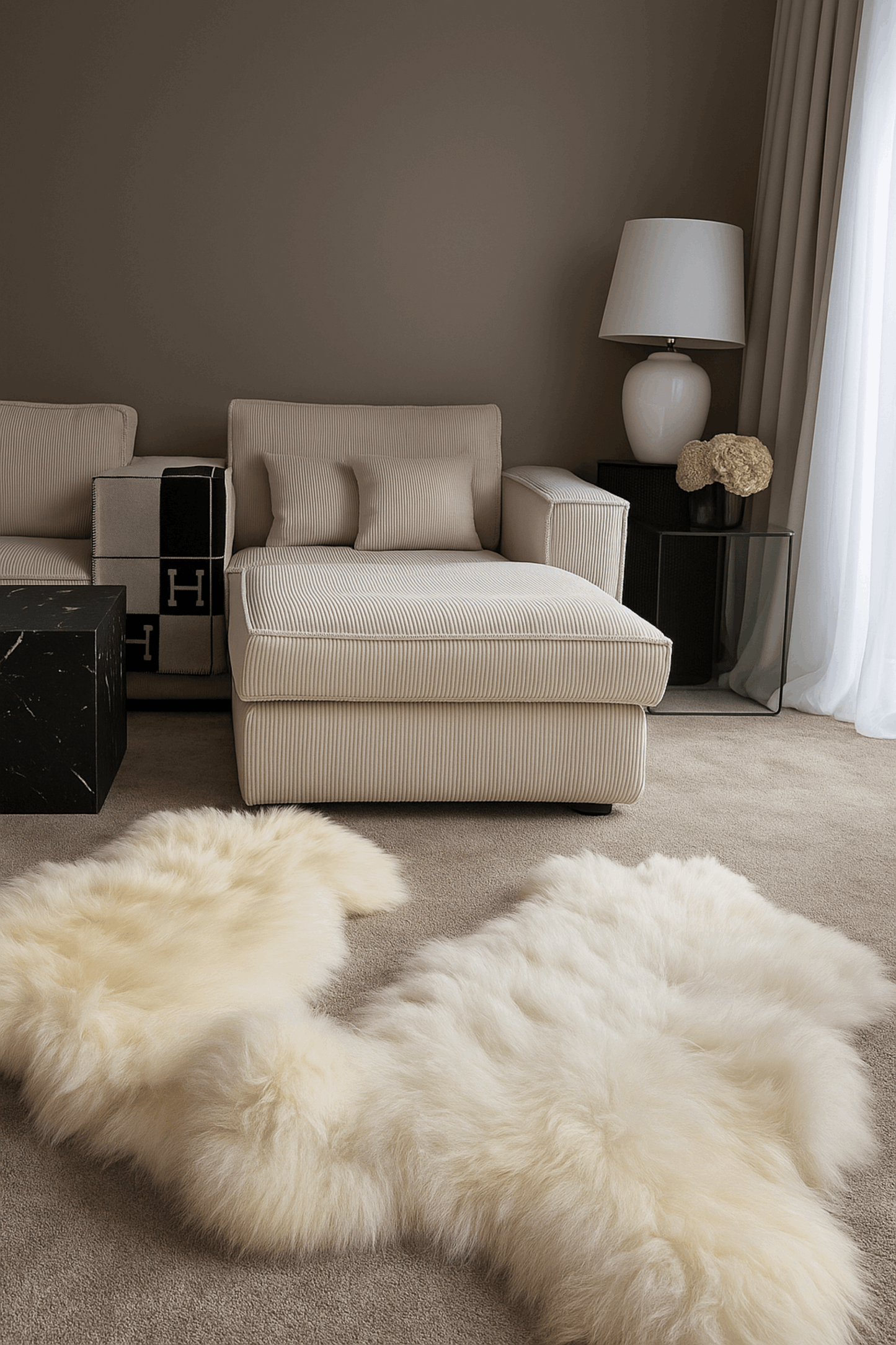 XXXL 130-140 cm 2er Set!  Natur Schaffelle – Ökologisch gegerbt, Naturweiß