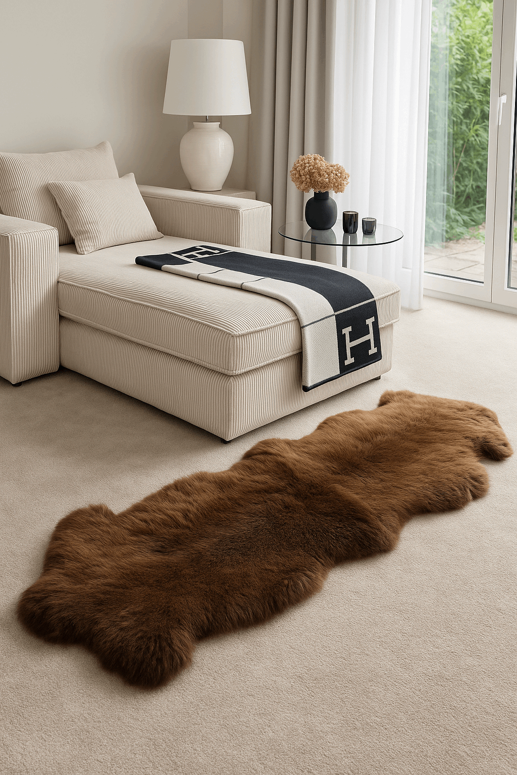 Schaffell Läufer – Gefertigt aus 2 Natur Schaffellen, 190cm