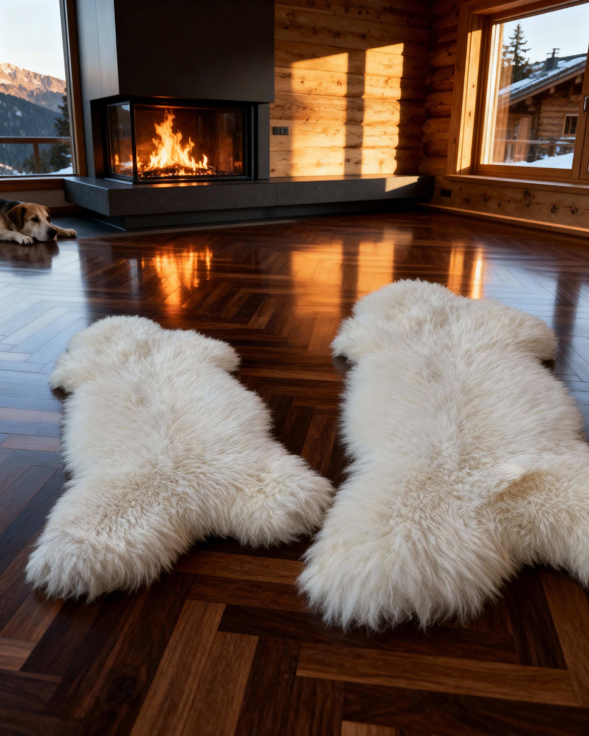 2er Set Natur Schaffelle – Ökologisch gegerbt, XL, Naturweiß , 120x80cm