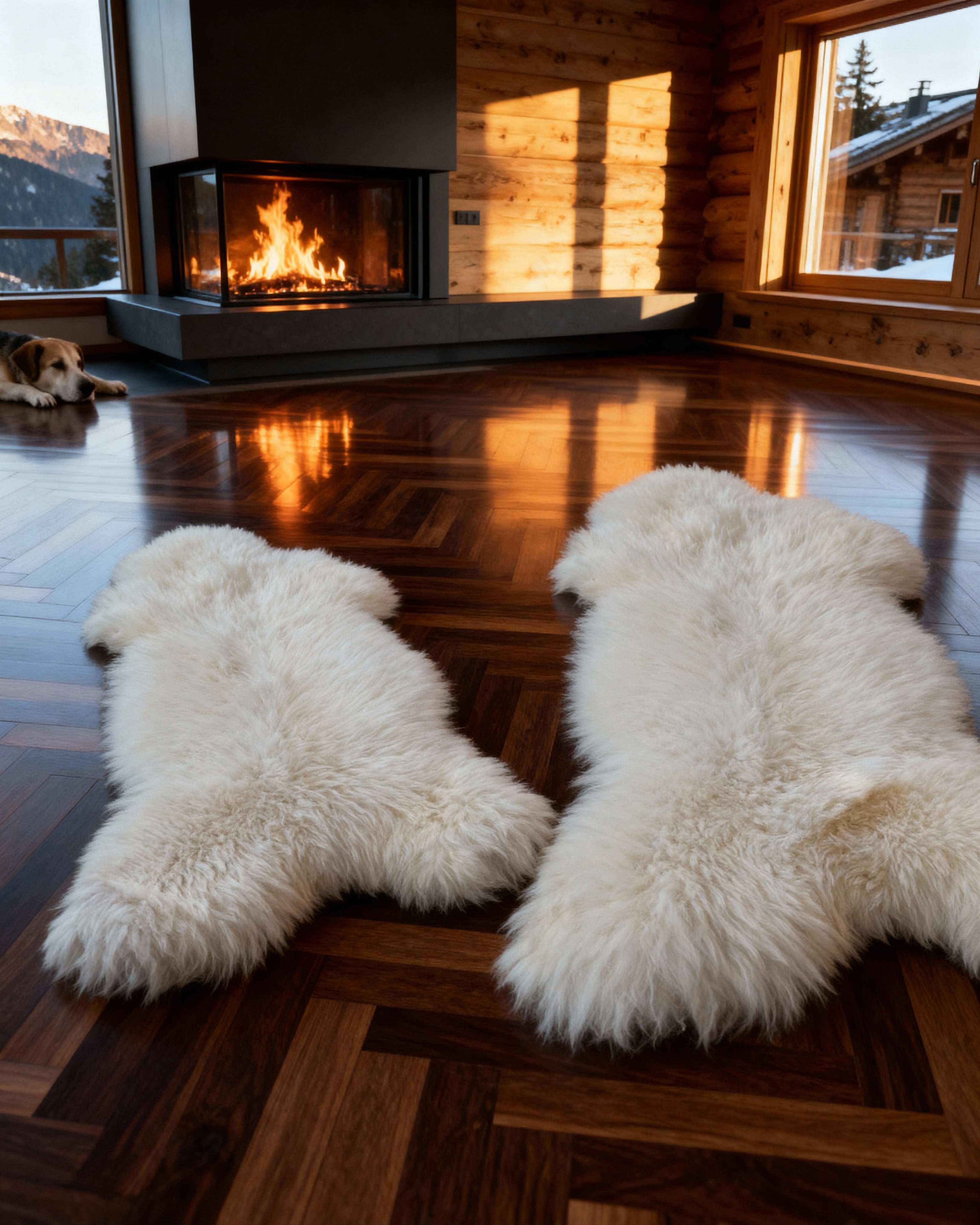 2er Set Natur Schaffelle – Ökologisch gegerbt, XL, Naturweiß , 120x80cm